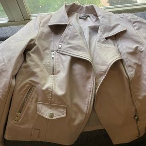 Shinestar pleather bomber jacket in a nude pink color